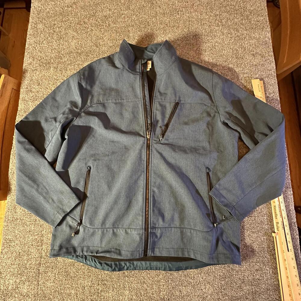 Champion Mens XL Softshell Jacket Blue Fleece Lined Full Zip Outdoor R0246